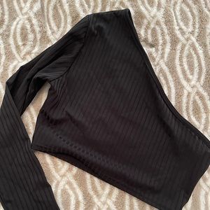 Black One Shoulder Long Sleeve Crop Top from PrettyLittleThing